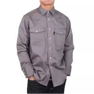 Vente en gros de chemises de travail décontractées en coton pour hommes de taille américaine avec poche chemises à manches longues de couleur unie logo personnalisé pour l'extérieur - Product Image 1