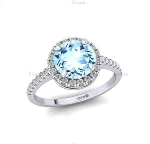 10K 14K Natural Diamond With Aquamarine Rings for Women Weddings Engagement Ring Fine Jewelry Gift Mach Birthstone Rings for Her - Product Image 4