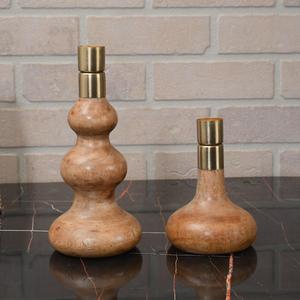 Venta al por mayor candelabros de madera rústica con soporte de metal hecho a mano artículos decorativos duraderos India mejores precios para regalos de Pascua - Product Image 6