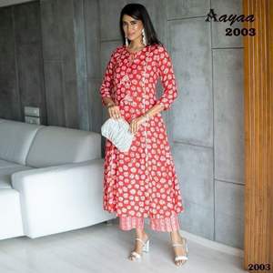 Kurti indien pakistanais en pur tissu mousseline fantaisie avec impression numérique tendance, formel, décontracté, simple, à porter au bureau, avec plazo - Product Image 2