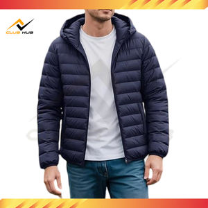 Gran oferta de invierno, chaqueta acolchada ligera de Color azul marino con capucha, fabricante de prendas de vestir exteriores resistentes al agua en Pakistán - Product Image 4
