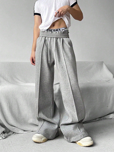 Pantalon de survêtement baggy décontracté pour homme avec taille élastique Pantalon de survêtement athlétique à jambes larges avec poches Pantalon à fermeture à cordon de serrage à taille moyenne - Product Image 6