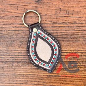 Porte-clés en cuir repoussé à la main en cuir de vachette véritable nouveauté porte-clés porte-clés élégant Western porte-clés vente chaude - Product Image 1