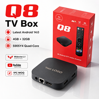 BOXPUT Q8 Android 14 TV Box S905Y4 4GB 32GB 4K 5G WIFI Widevine L1, Logotipo de Marca Personalizado Gratuito, Interfaz de Usuario Personalizable, Aplicaciones Preinstaladas, Fábrica OEM