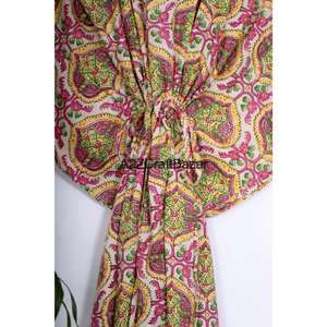 Robe Kaftan Bohème Florale en Coton pour Femme – Idéale pour Soirées Décontractées et Cérémonies – Courte ou Longue – Lavable – Motif Tissé – Cadeau pour Elle - Product Image 6