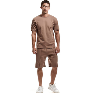 EW design-Conjunto de camiseta y pantalón corto para hombre, traje informal de verano, 2 piezas - Product Image 1