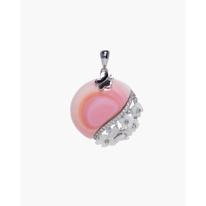 Collier pendentif papillon en cuivre plaqué rhodium et or avec accents de diamants et de perles - Product Image 1