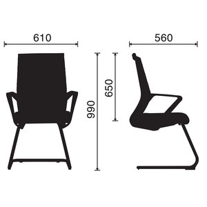 Premium Mesh Conference Chair with Fixed Armrests & Minimalist Design (Wood <b>Frame</b>) - Product Image 2