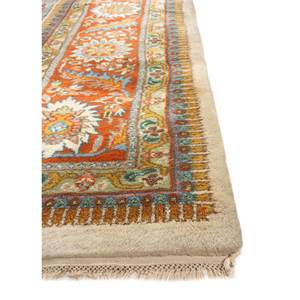 Alfombra de Lana Anudada a Mano Aalam, Diseño de Medallón Rojo Naranja, Kilim para el Hogar-Pae-5400, Rectangular 9x12, Abstracta, Hecha a Mano, para Entrada de Adolescentes - Product Image 4