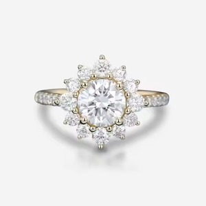 Bague de fiançailles et de mariage unisexe en or jaune 14K/18K de haute qualité 1 carat 6.5mm bagues rondes en diamant taille brillant - Product Image 4