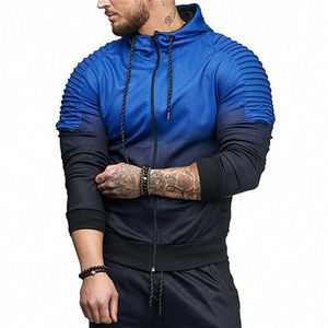Sweat-shirt à capuche athlétique pour homme 100% coton Hiver Broderie décontractée Veste de fitness Séchage rapide Respirant - Product Image 2