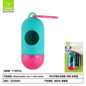 Dispenser con 1 Rotolo di Sacchetti Separatori a Forma di Proiettile per lo Smaltimento dei Rifiuti dei Cani - Product Image 3
