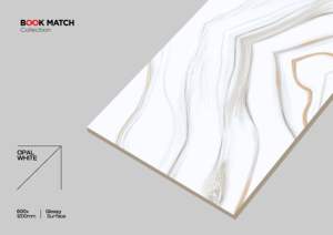 600x1200mm Bookmatch Glossy Porcelain Tiles <b>Large</b> Format Antibacterial Interior Floor Wall Accents for Villa <b>Stone</b> Imitation - Product Image 3