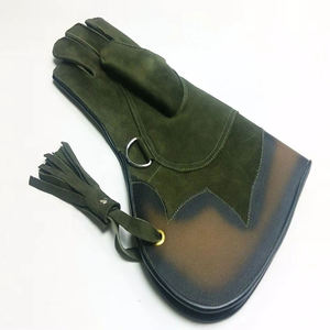 Guantes de Cetrería Transpirables e Impermeables de Cuero Verde con Bordado Personalizado, Plegables, de Alta Calidad para Entrenamiento Profesional - Product Image 2