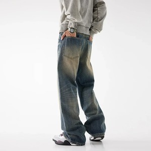 Pantalones de mezclilla transpirables lavados personalizados, pantalones vaqueros elegantes de algodón orgánico 2025 para hombre, pantalones holgados informales de alta calidad - Product Image 4