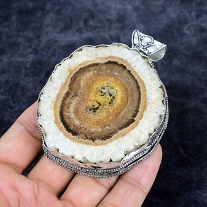 Botswana Druzy Pendentif fait à la main en argent Sterling bijoux de pierres précieuses élégant collier de pierre naturelle 9.5 CM - Product Image 2