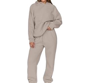 Chándal con capucha de Invierno para mujer, conjuntos de lana personalizados con patrón impreso, pantalones de chándal rojos ligeros transpirables - Product Image 2