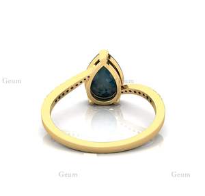 แหวนพลอยอัญมณีพลอยสีฟ้าประดับเพชร14K สำหรับผู้หญิง - Product Image 5