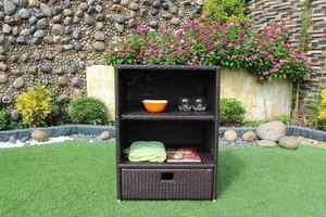 Gabinete de almacenamiento de mimbre resistente a la intemperie para espacios exteriores o interiores - Product Image 2