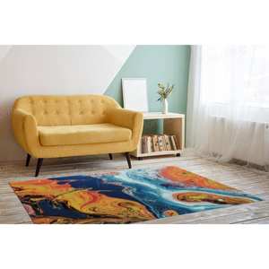 Orange And Blue Rug, Outdoor Rugs, <b>Cool</b> Rugs, Salon <b>Decor</b> Rugs,Nonwoven Thin Rug - Product Image 3