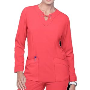Tenue médicale pour femmes avec tissu respirant, coupe confortable, haut à manches courtes et pantalon assorti, conception OEM 2026 - Product Image 4