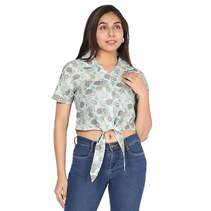 Transpirable mujer Crop Top camiseta 2024 verano algodón Casual mujer cuello redondo manga corta Crop Top camisetas - Product Image 6