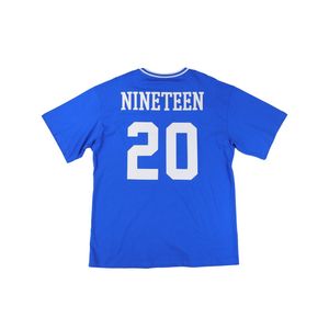 Zeta Phi Beta surdimensionné Chenille Football Jersey Tee bleu royal 100% Polyester brodé bouclier col en V Double rayé - Product Image 4