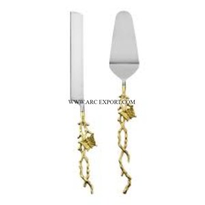 Set of 2 <strong>Silver</strong> Ware Table Decoration <strong>Cake</strong> Server and <strong>Knifes</strong> With Designing Handle Superior Quality Kitchen <strong>Cake</strong> Tool In India