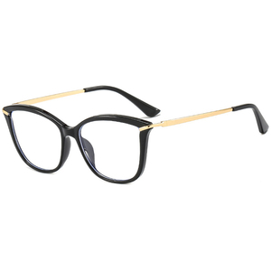 Gafas graduadas para mujer, monturas ópticas, Anti-azul, rosa claro, ceja TR90, Ojo de gato cuadrado, aleación óptica dorada - Product Image 4