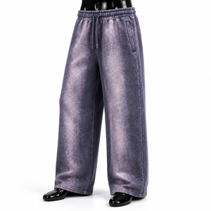 Pantalones Deportivos Personalizados para Hombre, Lavados con Ácido, de Pierna Ancha, Estilo Jogger, de Algodón Grueso - Product Image 3