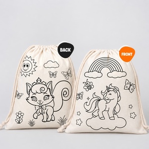 Lot de 5 sacs à dos à cordon de serrage style dessin animé, 14x16, personnalisables avec marqueur textile, logo personnalisé, ensemble amusant pour usage quotidien et publicité - Product Image 3