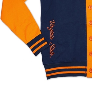 Cardigans en tricot de qualité supérieure, style coréen, orange et bleu, pour les fraternités et les sororités, col en V, patchwork, boutons - Product Image 5