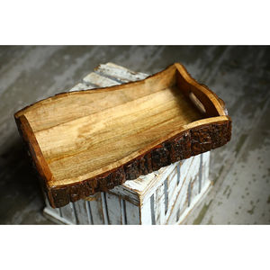 Plateau de service en bois rustique écologique naturel, assiettes, plat de petit-déjeuner, plateau de nourriture en bois pour restaurant à la maison de bonne qualité - Product Image 4