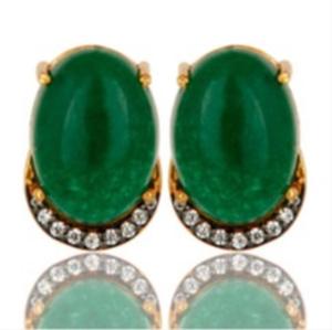 Boucles d'oreilles en argent Sterling 925 de forme ovale avec des pierres précieuses d'onyx vert, nouvel arrivage - Product Image 1