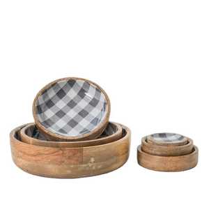 Bol en bois tendance Acheter au prix de gros Ensemble de bols en bois de manguier Design Passe au lave-vaisselle Vaisselle naturelle Ensemble de serveurs à salade - Product Image 3