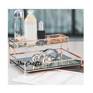Iron And Glass Vanity <b>Tray</b> For Dressing Tableware Decoration Greatest Quality Square Shape Vanity <b>Jewelry</b> <b>Tray</b> - Product Image 3