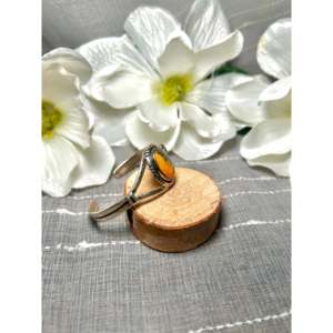 Bracelet manchette tendance en agate BB et argent sterling, fait main par des artisans Navajo - Product Image 2