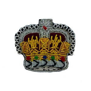 Insignia de corona de oro de la mejor calidad, insignias de cresta de alambre de lingotes bordados, decoración de encaje cosido de Metal de alta calidad - Product Image 1