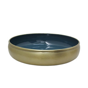 Tazón de Metal de hierro para cocina y mesa de forma redonda de Diseño Estándar, tazón para servir de Color dorado y negro y cuencos decorativos hechos a mano - Product Image 1