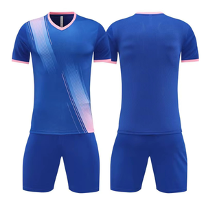 ชุดกีฬาเสื้อฟุตบอลคอวีสำหรับผู้ใหญ่และเด็ก - Product Image 2