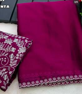 Rangoli crape น้ำหนักเบาพร้อมด้วยสารี rangoli บริสุทธิ์นุ่มสวยงามพร้อมเลื่อมตัดขอบงาน Saree แฟนซีพรีเมี่ยม - Product Image 5