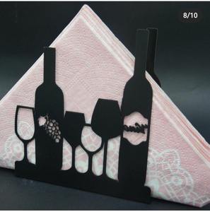 Porte-serviettes en métal sur le thème du vin, finition noire, design, pour le comptoir de cuisine, la décoration de table et l'organisation de réceptions - Product Image 6
