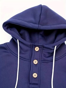 เสื้อสเวตเตอร์แบบสวมหัวผ้าคอตตอนหนาผ้าขนแกะโอเวอร์ไซส์แบบกำหนดเองเสื้อฮู้ด1/4แบบติดกระดุมสำหรับทุกเพศ - Product Image 4