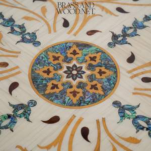 Mesa Auxiliar Octogonal de Lujo con Arte Floral Pintado a Mano y Patas Talladas con Hojas de Oro para Decoración Clásica de Sala de Estar - Product Image 6