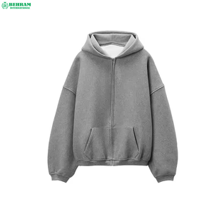 Sweat à capuche unisexe zippé, coupe vintage à épaules tombantes, en molleton thermique 100% coton 300g, vierge, fabriqué au Pakistan par des fabricants, personnalisable. - Product Image 3