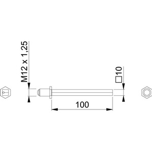 Pasador de Perfil Cuadrado de Hierro Galvanizado M12 X 1.25 HOPPE 10 X 100mm - Product Image 3