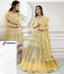 Traje de fiesta de boda de trabajo múltiple bordado de red pesado de moda de mujer paquistaní India hasta el suelo Pishwas Anarkali - Product Image 1
