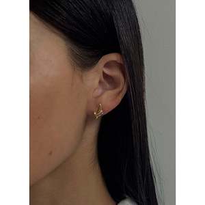 Vintage 18k Croissant Diamond Stud <b>Earrings</b> Trendy Flower Geometric Design White Yellow Rose Gold 14k Gold IGI Certified Pearl - Product Image 2