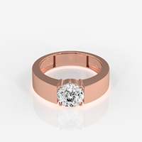 Bague pour homme en or jaune 18 carats avec diamant de laboratoire taille brillant 0,80-3 carats couleur E excellente taille, sertie à griffes, plaquée rhodium