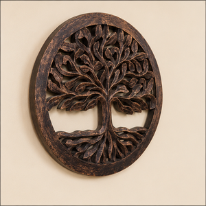Handmade <b>Wooden</b> Tree Of Life Wall Hanging Circular Decor <b>Rustic</b> Design Art For Home Interior - Product Image 1